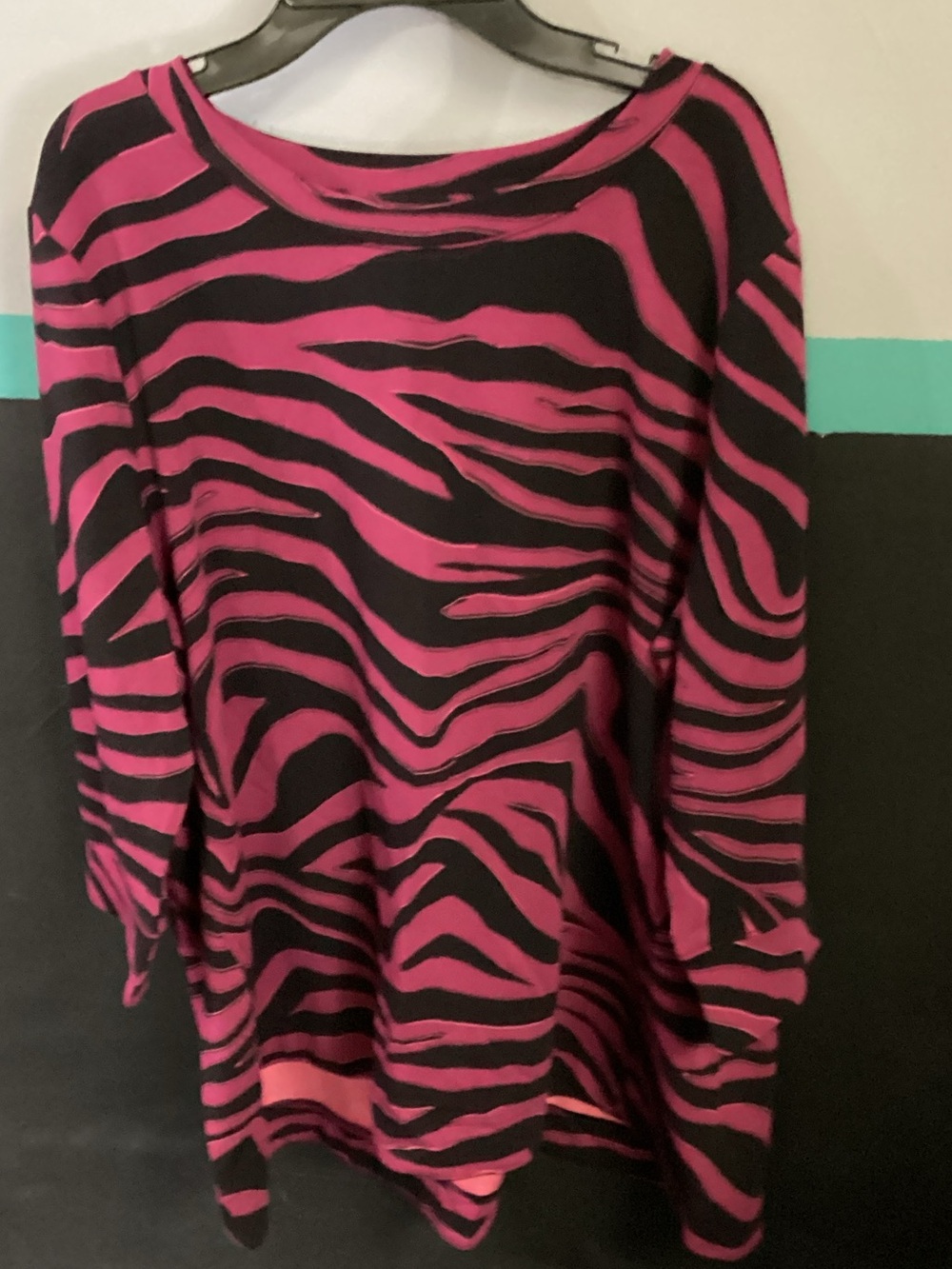 Chico's Magenta and Black Zebra Stripe Top